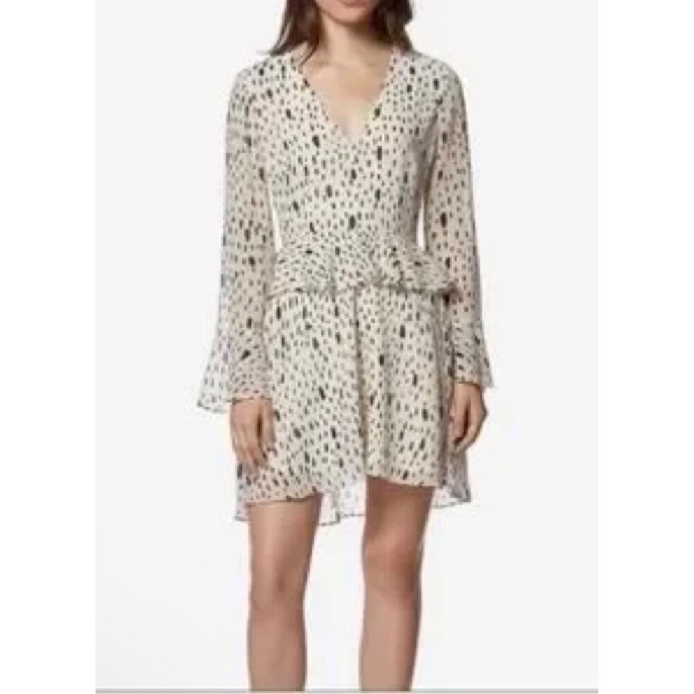 Avec Les Filles Extra Small XS Cream/Black Spotted Dress